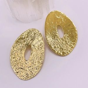 XL Gold Textured Statement Earrings